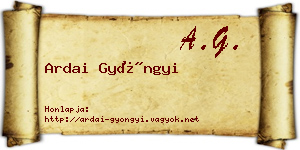Ardai Gyöngyi névjegykártya